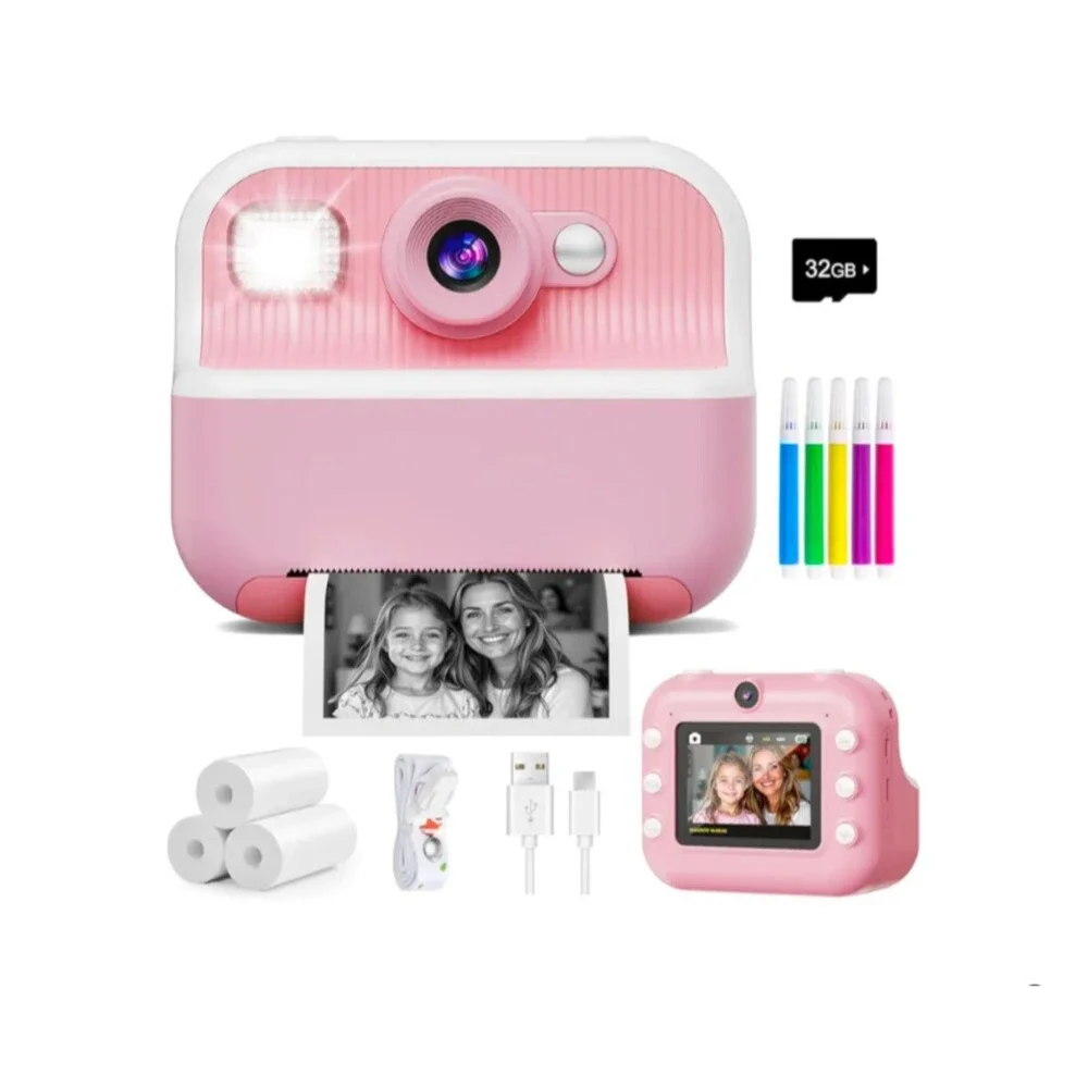 DIY Instant Print Camera Kids Camera Pink